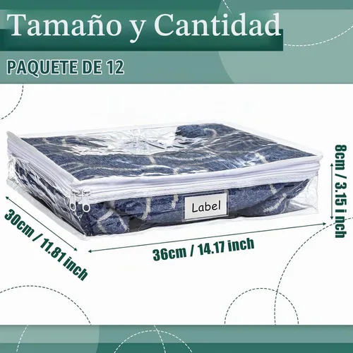 Vista 2 de Hoolerry 12 bolsas de almacenamiento de plástico transparente con Bolsa de PVC para suéter a granel, organizador de vinilo con cremallera