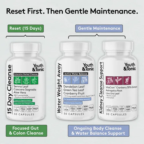Vista 2 de Youth & Tonic Apoyo completo de desintoxicación multiórgano: limpiador de colon y desintoxicación intestinal de 15 días, limpieza renal, equilibrio
