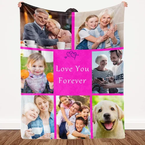 Vista 8 de Manta personalizada regalo conmemorativo con collage de texto fotográfico: fabricada en Estados Unidos, manta personalizada de 10 fotos, manta