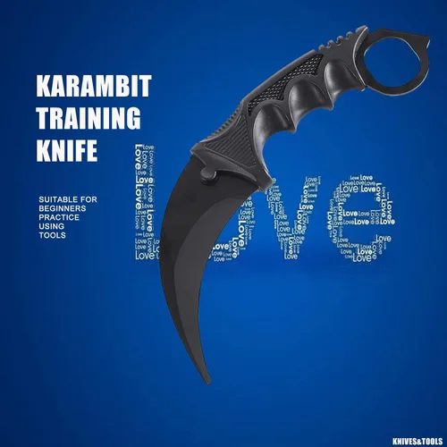 Vista 2 de TOPOINT - Paquete de 2 cuchillos Karambit sin filo de corte sin filo con funda para principiantes (negro y rojo)