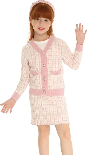 Vista 2 de Mud Kingdom Lindo conjunto de falda de punto acanalado para niñas pequeñas, estilo escolar