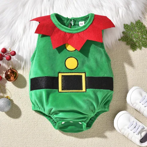 Vista 5 de HINTINA Conjunto de ropa de Navidad para bebés recién nacidos, niños y niñas, mameluco de Navidad