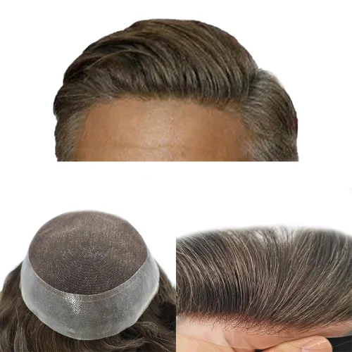 Vista 55 de Toupee For Men Real Human Hair Mens Toupee Hair Replacement System Swiss Lace Toupee For Men Natural Human Hair Piece Mens Toupee6*8"-90% density#2