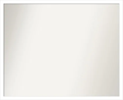 Vista 211 de Amanti Art Espejo de baño blanco para sobre el fregadero, 22 x 45 pulgadas, espejo de tocador rectangular blanco Lucie, marco de madera moderno