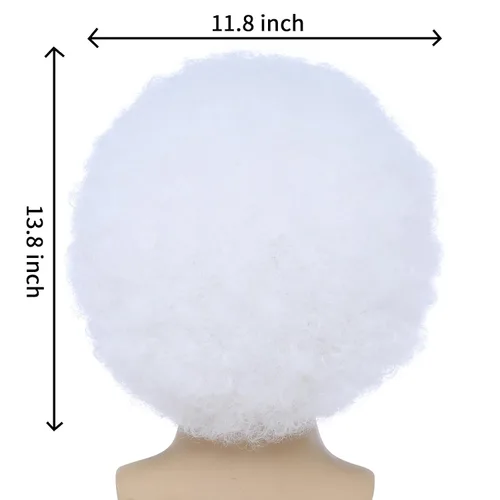 Vista 5 de Tembol Peluca afro para hombre, cabello rizado de discoteca de los años 80, perfecta para trajes de discoteca de hombres en los años 70 platino