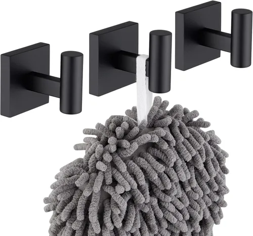 Vista 14 de KOKOSIRI Ganchos para batas de baño, ganchos para toallas, ganchos montados en la pared, accesorios de baño, paquete de 2 unidades, color negro