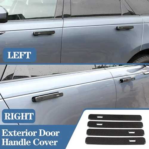 Vista 2 de 4 unids fibra de carbono ABS cromo para Land Rover Range Rover VELAR 2017 2018 coche exterior puerta manija accesorios
