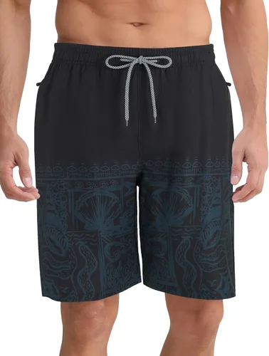 Vista 42 de APTRO Traje de baño para hombre, traje de baño de secado rápido de 9 pulgadas, trajes de baño de playa grandes y altos #15 Gris degradado