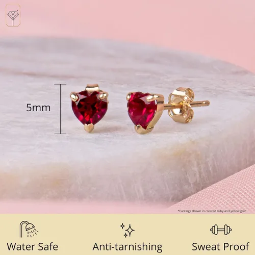 Vista 3 de MAX + STONE - Aretes de oro amarillo o blanco de 14 quilates con forma de corazón para mujer con piedra natal de 0.197in, Metal Gema