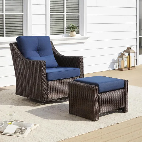 Vista 12 de CHITA Sofá de mimbre para exteriores, sofá de mimbre para patio, sofá de ratán de 3 plazas de gran tamaño con cojines de 5.1 pulgadas de grosor
