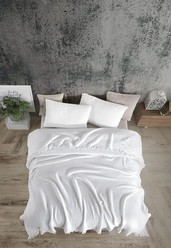 Vista 29 de Manta de gasa de algodón puro suave de 4 capas de 50 x 60 pulgadas, prelavada, sin flecos, manta de muselina ligera para uso multiusos y regalo Azul