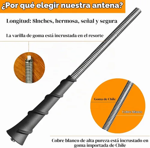 Vista 7 de Reemplazo de antena de goma flexible de 8 pulgadas para Jeep Liberty - Número de pieza 68297936AA