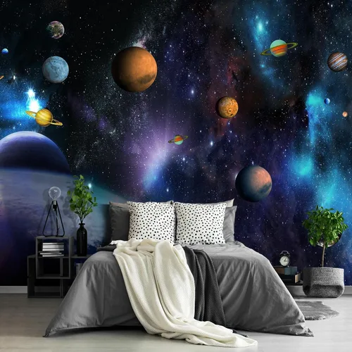 Vista 102 de Papel tapiz espacial 3D para dormitorio, murales de pared extra grandes para sala de estar, 151 x 105 pulgadas (no se puede despegar ni pegar)