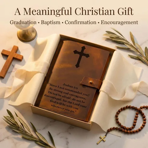 Vista 8 de Diario de oración cristiana personalizado para hombres y mujeres, diario de estudio bíblico de cuero grabado con las Escrituras, cuadernos