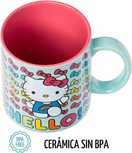Vista 8 de Silver Buffalo Sanrio Hello Kitty Rainbow Bows, taza de cerámica, 20 onzas
