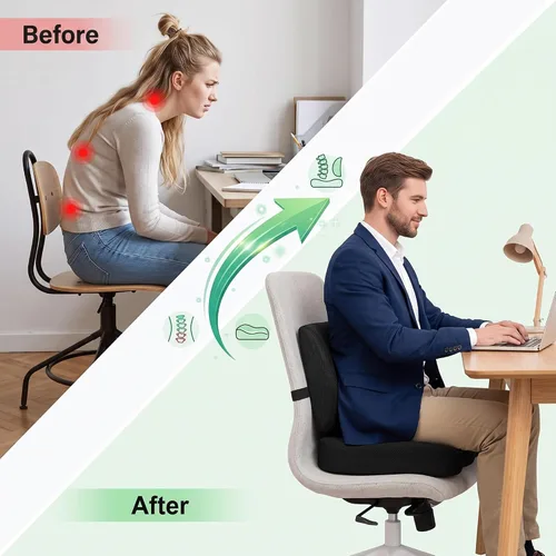 Vista 13 de Ergonomic Seat Cushion & Lumbar Support Pillow Set for Office Chair Black