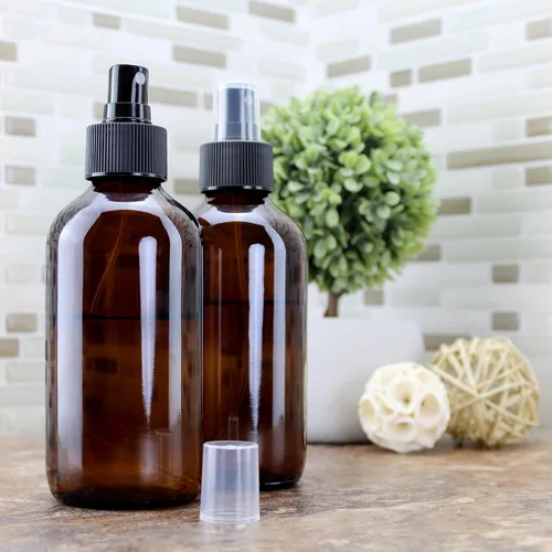 Vista 9 de Cornucopia Brands Botellas de spray de vidrio ámbar de 8 onzas (paquete de 4) Boston Round con atomizador Spritzers para aromaterapia perfume