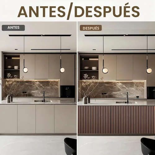 Vista 3 de Paneles acústicos de madera para pared, panel de listones de sonido acanalado flexible 3D (marrón) Insonorizada, absorbente, cancelación de ruido