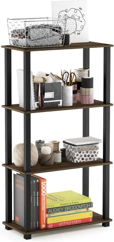 Vista 22 de Furinno Turn-N-Tube - Estantes de almacenamiento, estante para libros de 3 niveles, estante esquinero, estantes abiertos sin herramientas