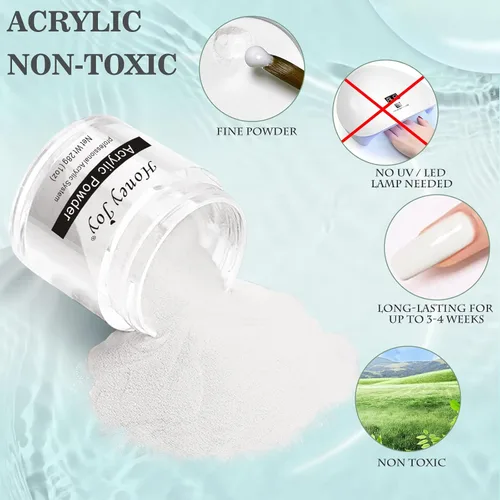 Vista 2 de Polvo acrílico profesional de 0.99 oz/caja de uñas acrílicas para uñas francesas color blanco transparente rojo desnudo para extensión de uñas