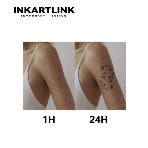 Vista 6 de INKARTLINK Tatuajes temporales semipermanentes, tatuajes de brazo realistas, impermeables y no reflectantes, embalaje exquisito, diseño único
