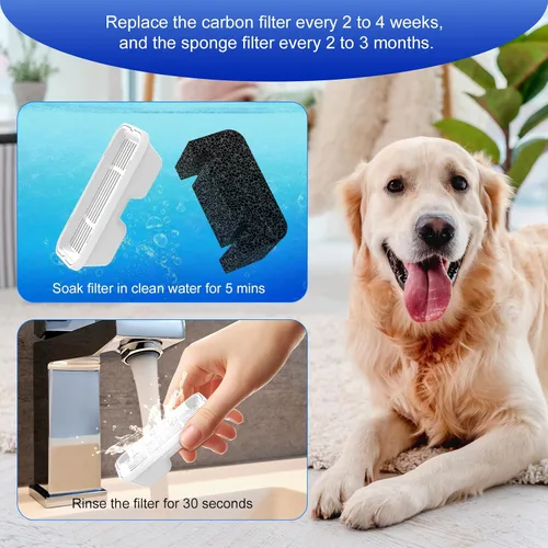 Vista 4 de Filtro de repuesto para fuente de agua para perros de 5 L, 6 filtros de carbono más 6 filtros de espuma