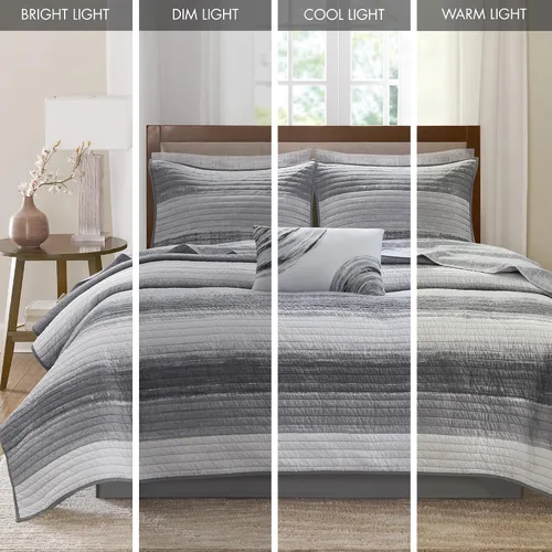 Vista 7 de Madison Park Essentials Saben Cozy Bed in A Bag - Edredón reversible con juego completo de sábanas de algodón, diseño geométrico para todas