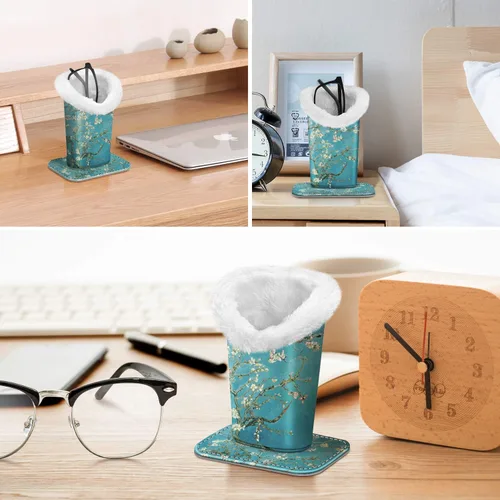 Vista 209 de Fintie Soporte para anteojos forrado de felpa con base magnética, estuche de cuero vegano prémium para lentes