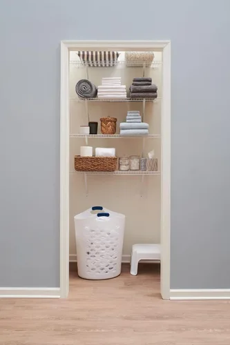 Vista 4 de Rubbermaid: kit de estante de lino para montaje directo, longitud de 3 pies, color blanco