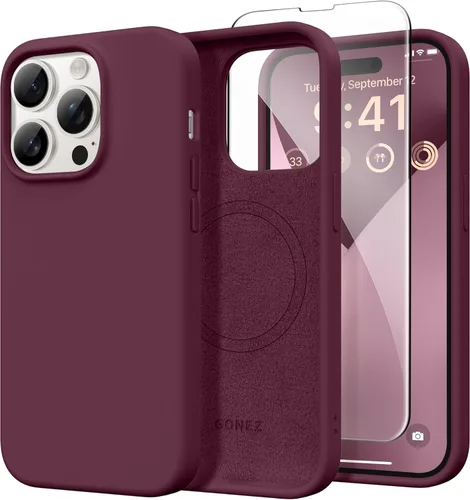 Vista 243 de GONEZ Funda magnética para iPhone 14, compatible con Magsafe, con protector de pantalla + protector de cámara, forro de microfibra antiarañazos