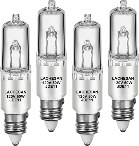 Vista 7 de JDE11 - Bombilla halógena E11 de 120 V, 75 W, E11, base de mini candelabro regulable T4 (bombilla LED E11 de reemplazo), 2700 K blanco cálido