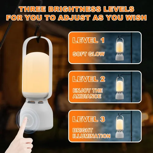 Vista 11 de JackonLux Linterna de campamento con altavoz, linterna portátil recargable para exteriores, 11 modos RGB de color regulable luz nocturna LED