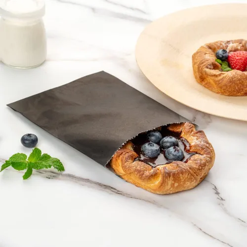 Vista 4 de Restaurantware Bag Tek - Bolsas de sándwich de 7 x 5 pulgadas, 100 bolsas de panadería a prueba de grasa, desechables para microondas, papel negro