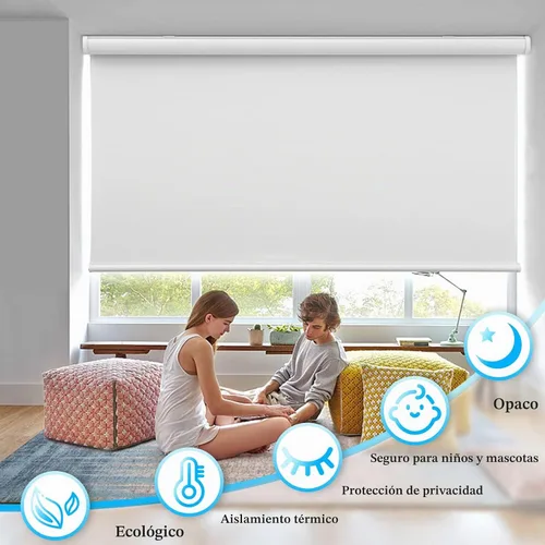 Vista 3 de MYshade - Persianas enrollables personalizadas para ventana, persianas enrollables para ventanas inalámbricas, bloqueo solar, protección de Blanco