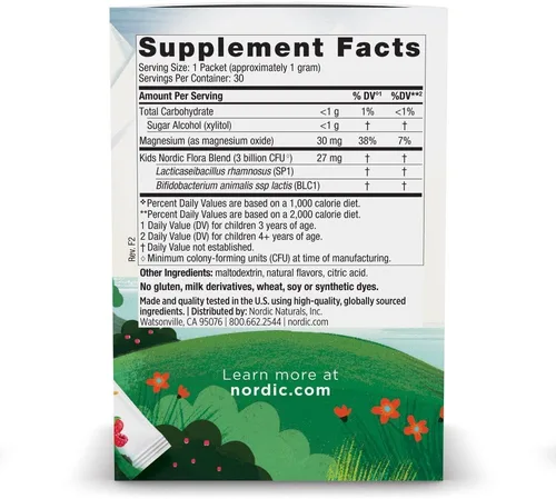 Vista 2 de Nordic Naturals Polvo probiótico de fusión rápida para niños, bayas mixtas, 30 paquetes, 3 mil millones de UFC, bienestar digestivo, apoyo