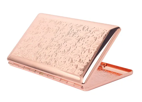 Vista 12 de Hermosa y elegante caja de cigarrillos de metal simple para damas y hombres con capacidad para 10 cigarrillos de 3.937 in (pistola de hierba negro)