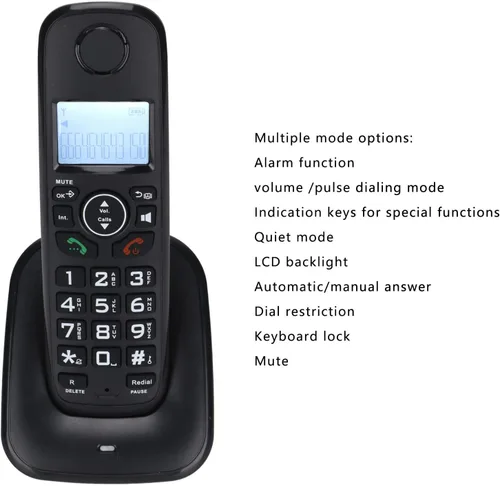 Vista 4 de ciciglow Teléfono inalámbrico para el hogar, compatible con 16 idiomas, pantalla LCD retroiluminada, identificación de llamadas/reenvío de llamadas