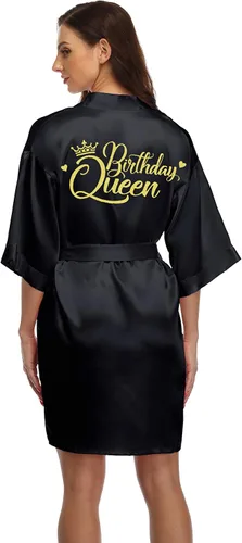 Vista 3 de Bata de baño tipo kimono para mujer, para fiesta de cumpleaños, con purpurina dorada