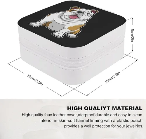 Vista 2 de FunnyStar Bulldog Inglés Lindo Viaje Joyero Organizador PU Cuero Display Joyería Titular Caja de Almacenamiento