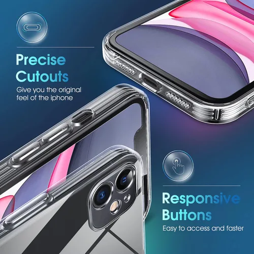 Vista 822 de Supdeal Funda cristalina transparente para iPhone 11, [No se amarillea] [Protección de la cámara] [Probado contra caídas de grado militar] Funda