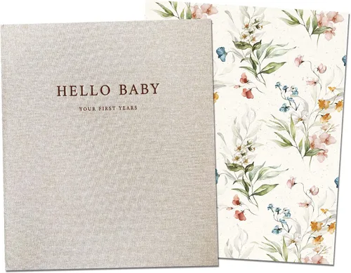 Vista 12 de Peachly Libro de recuerdos unisex para bebé, recuerdo minimalista para el primer año para los hitos, libro de bebé moderno y estético Scandi