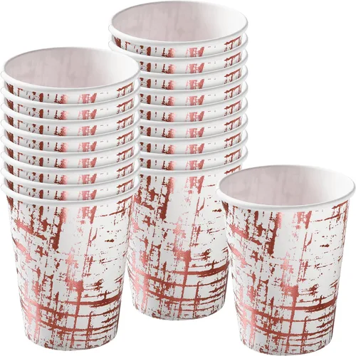 Vista 6 de Elegante vajilla desechable - Colección Ártico, platos llanos hexagonales, oro rosa