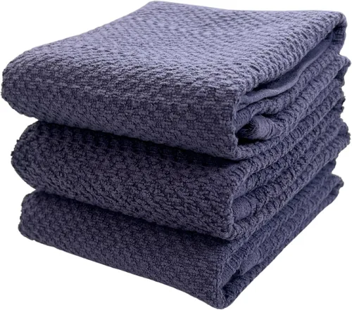 Vista 35 de Serafina Home Toallas de cocina de tamaño grande de color sólido negro: paño de 100 % algodón suave para limpieza y secado absorbente, con ribete