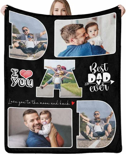 Vista 8 de Manta personalizada para papá abuelo, regalo de manta personalizada para el día del padre, manta personalizada con foto para papá, regalo