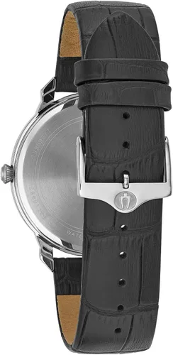 Vista 3 de Bulova Men's Classic 3-Hand Quartz Black Leather Strap Watch, Roman Numeral Markers, 41mm