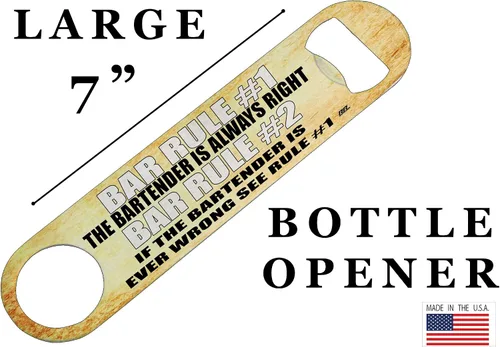 Vista 3 de Divertido barman reglas abrebotellas, regalo resistente para hombres, amigos, bar, beber, broma