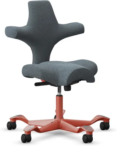 Vista 42 de HAG Capisco Sit to Stand - Silla de pie con marco blanco, tapizado, color rosa rubor Pink Blush