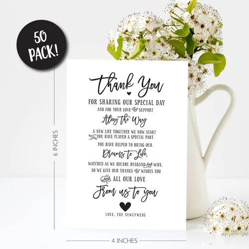Vista 2 de Your Main Event Prints 50 tarjetas de agradecimiento de boda, perfectas para añadir a centros de mesa y decoraciones de boda para recepciones
