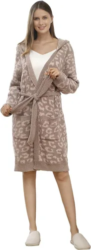 Vista 8 de DOOWELL Bata de baño de punto ligera y absorbente para mujer, bata de baño suave con bolsillos K1-rosa/Con capucha