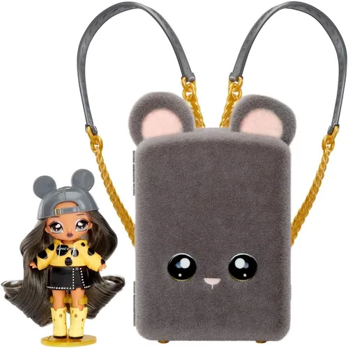 Vista 6 de Na Na Na Surprise - Mini mochila serie 2 Marisa Mouse a la moda, mochila gris mullida, regalo para niños, edades de 4, 5, 6, 7, 8 años en adelante